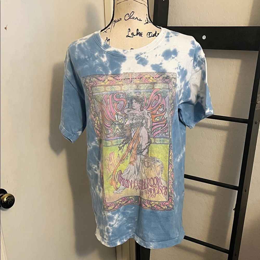 Janis Joplin Live At The Avalon Ballroom Blue Tie-Dye Graphic Pullover T-Shirt